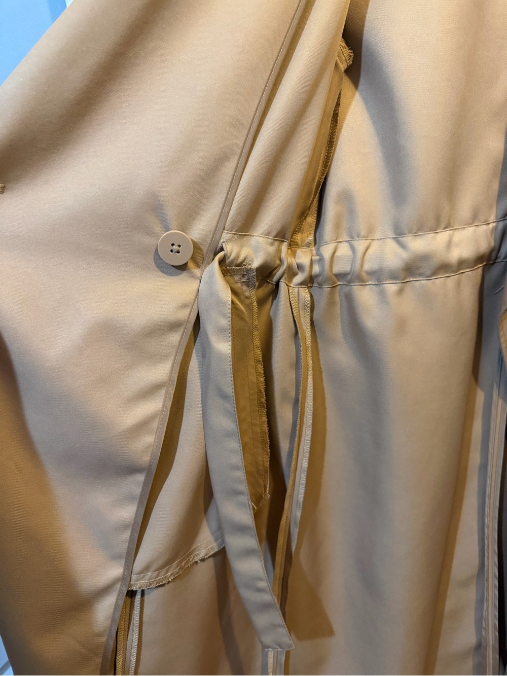 Halogen Trench Coat Women Small  Tan Draped Open Front Minimalist Chic mint - Picture 8 of 9